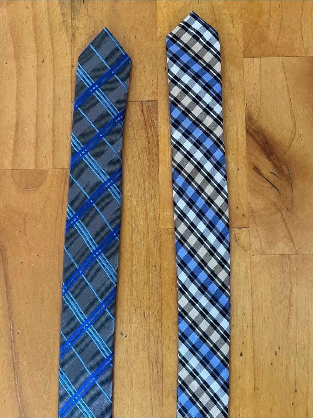 Mens Tie Lot Geoffrey Beene Chaps Blue Gray Plaid Check Dress Neckties